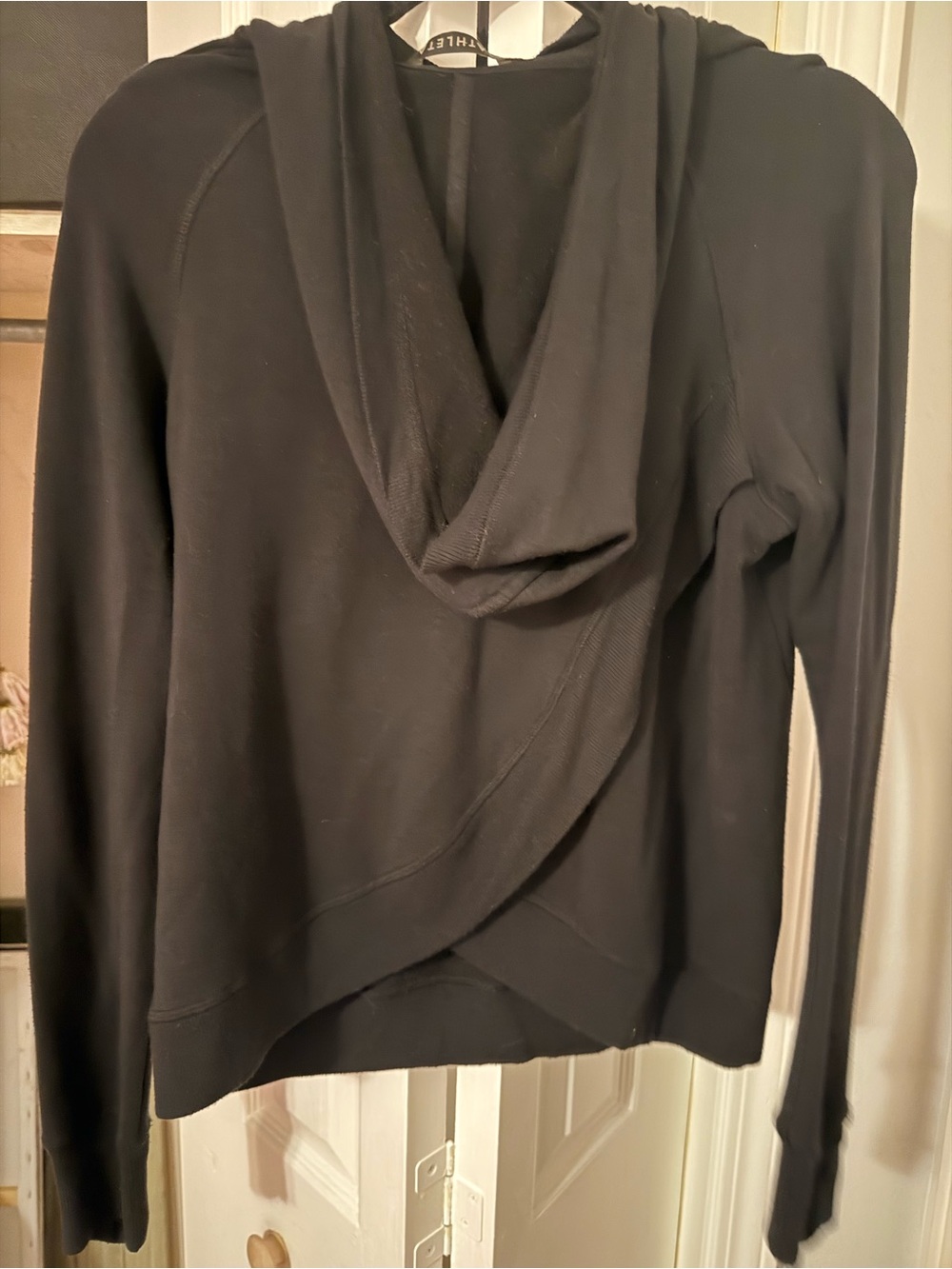 Athleta Black Modal Crossover Wrap Hoodie XXS Open Back Crop Yoga Hoodie